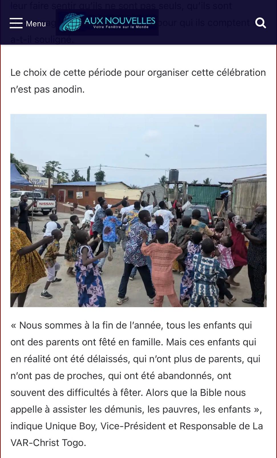 LA VAR-CHRIST AUPRÈS DES ORPHELINS