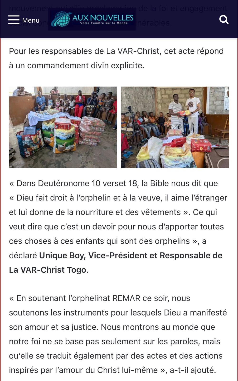 LA VAR-CHRIST AUPRÈS DES ORPHELINS