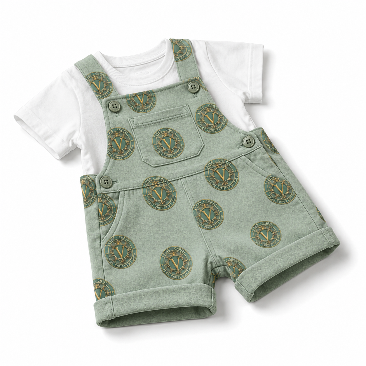 Ensemble Bébé Salopette VAR-CHRIST – Vert Sauge — photo 3